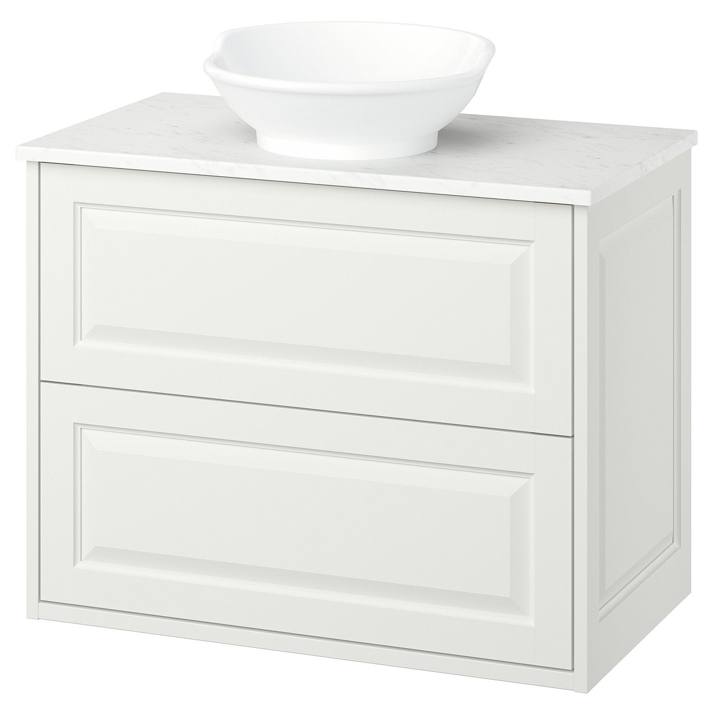 TÄNNFORSEN / VÄSTERSJÖN wash-stnd w drawers/wash-basin, white/white marble effect, 82x49x79 cm