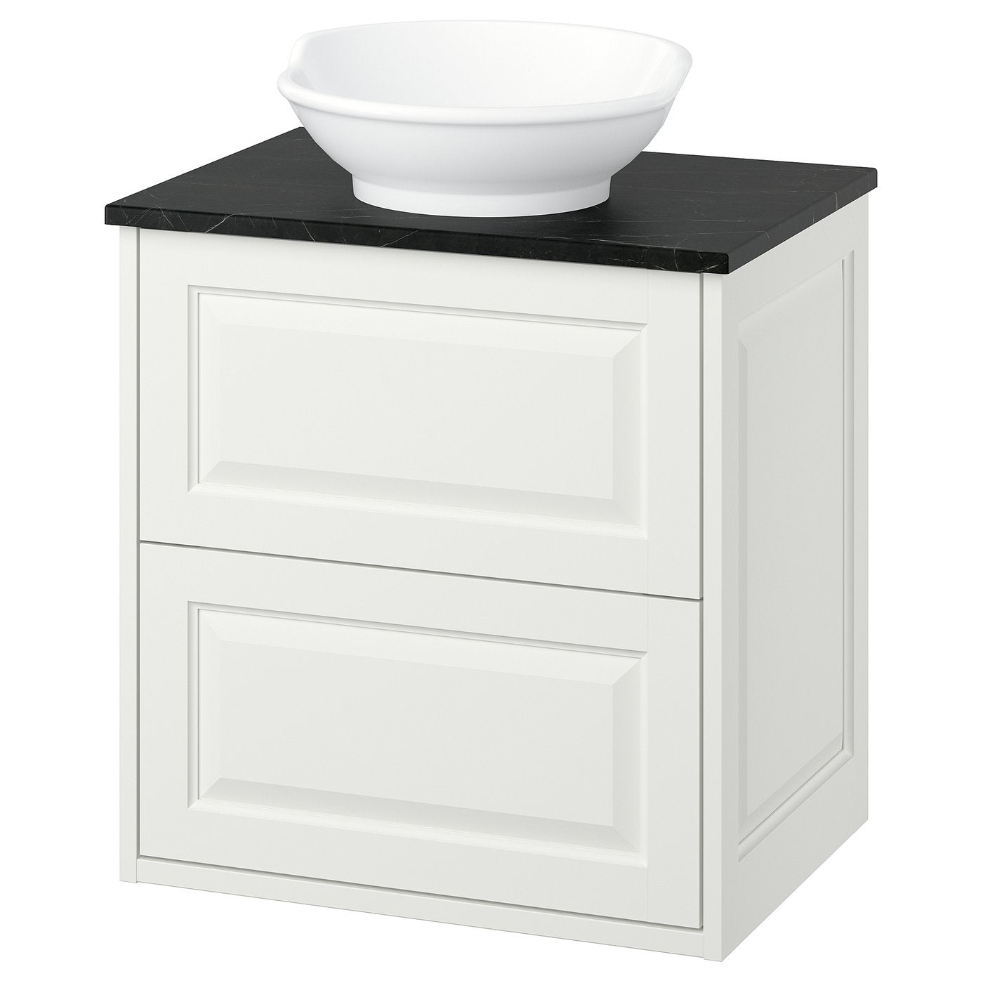 TÄNNFORSEN / VÄSTERSJÖN wash-stnd w drawers/wash-basin, white/black marble effect, 62x49x79 cm