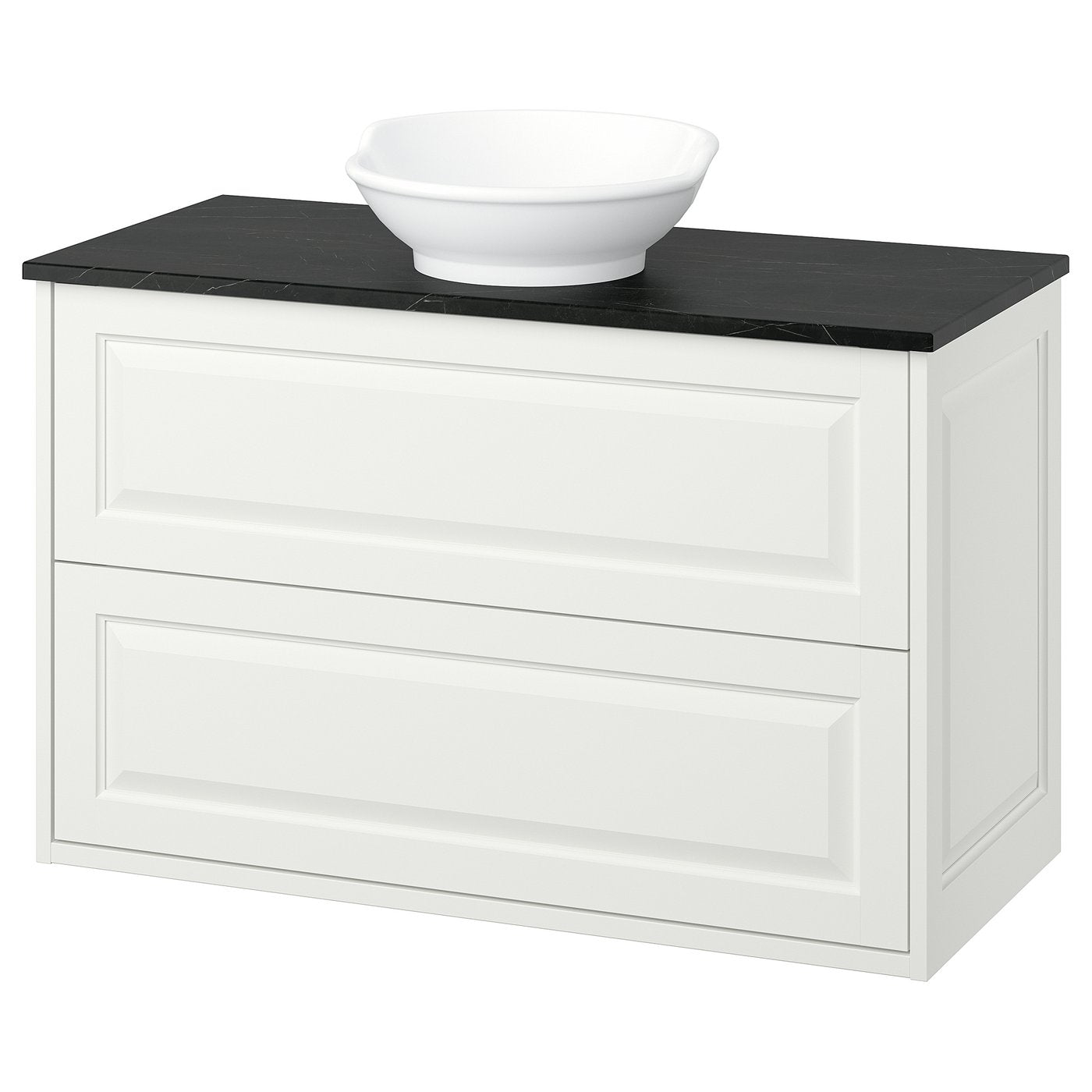 TÄNNFORSEN / VÄSTERSJÖN wash-stnd w drawers/wash-basin, white/black marble effect, 102x49x79 cm