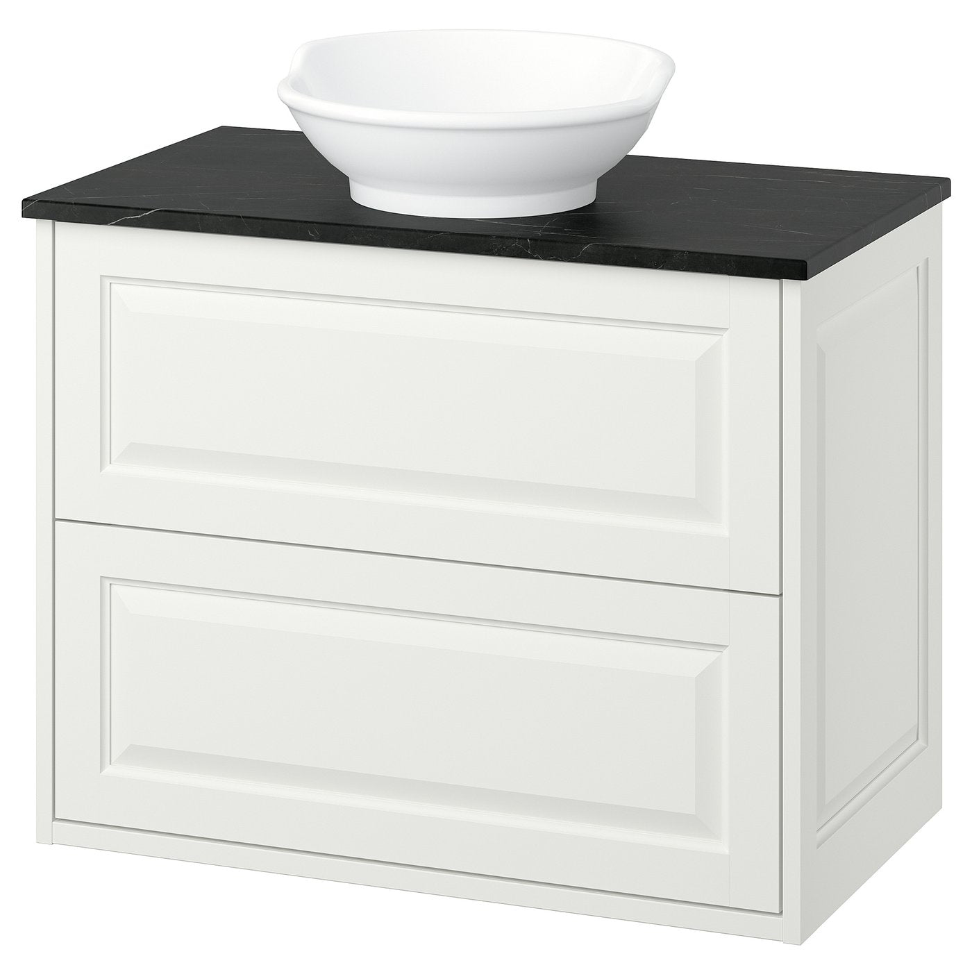 TÄNNFORSEN / VÄSTERSJÖN wash-stnd w drawers/wash-basin, white/black marble effect, 82x49x79 cm