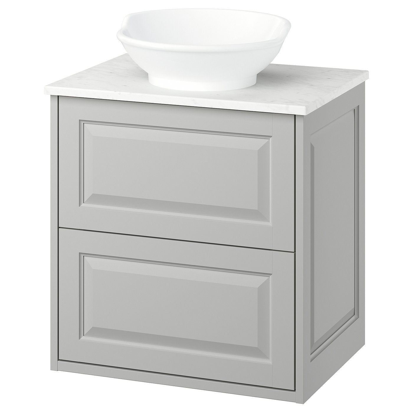 TÄNNFORSEN / VÄSTERSJÖN wash-stnd w drawers/wash-basin, light grey/white marble effect, 62x49x79 cm