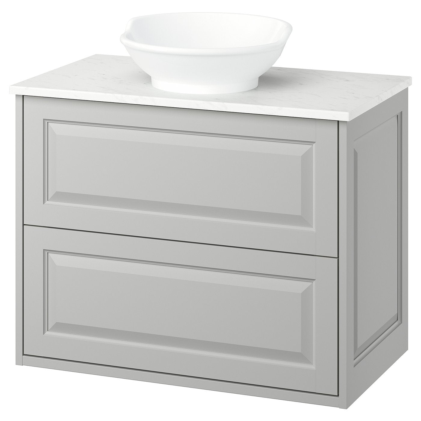 TÄNNFORSEN / VÄSTERSJÖN wash-stnd w drawers/wash-basin, light grey/white marble effect, 82x49x79 cm