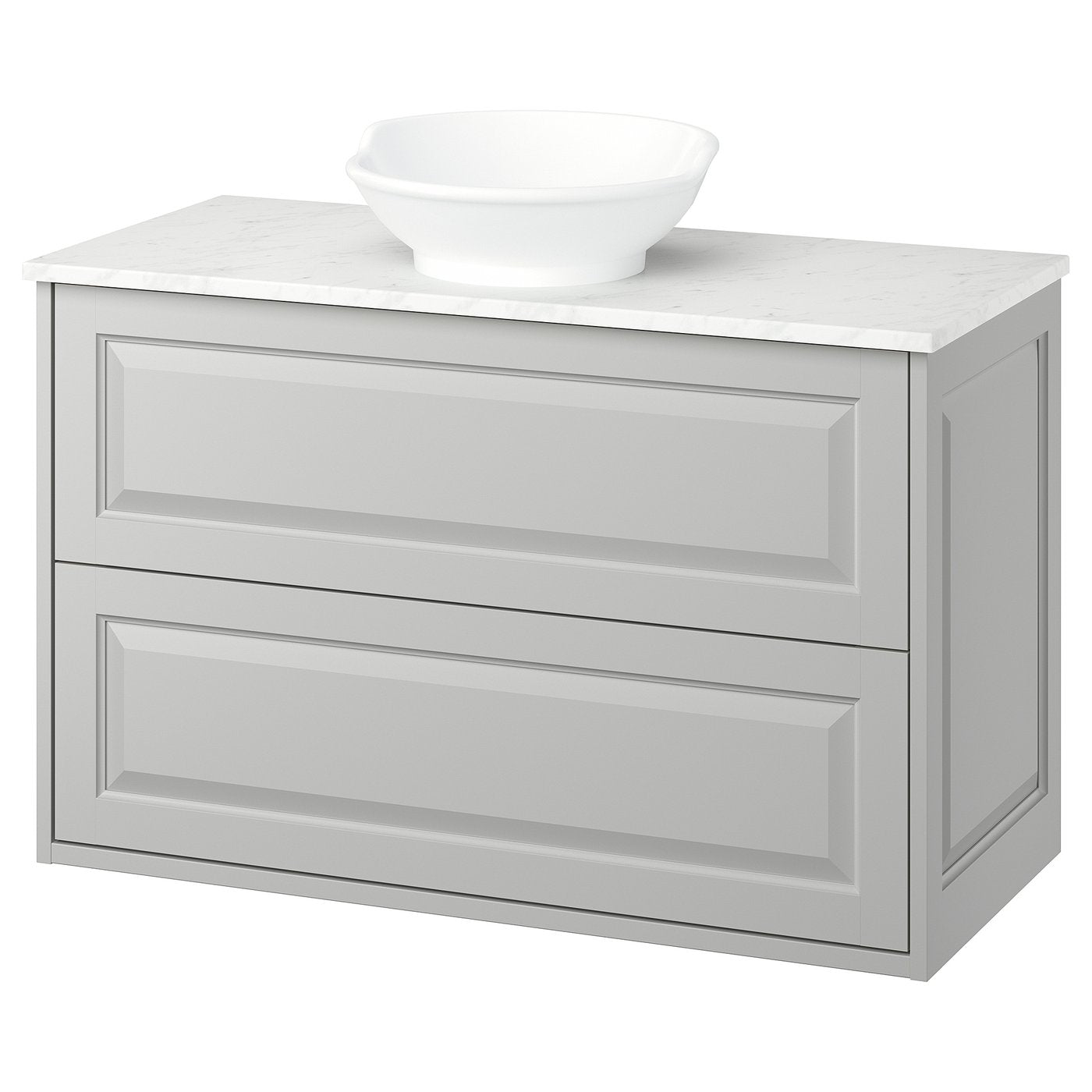 TÄNNFORSEN / VÄSTERSJÖN wash-stnd w drawers/wash-basin, light grey/white marble effect, 102x49x79 cm