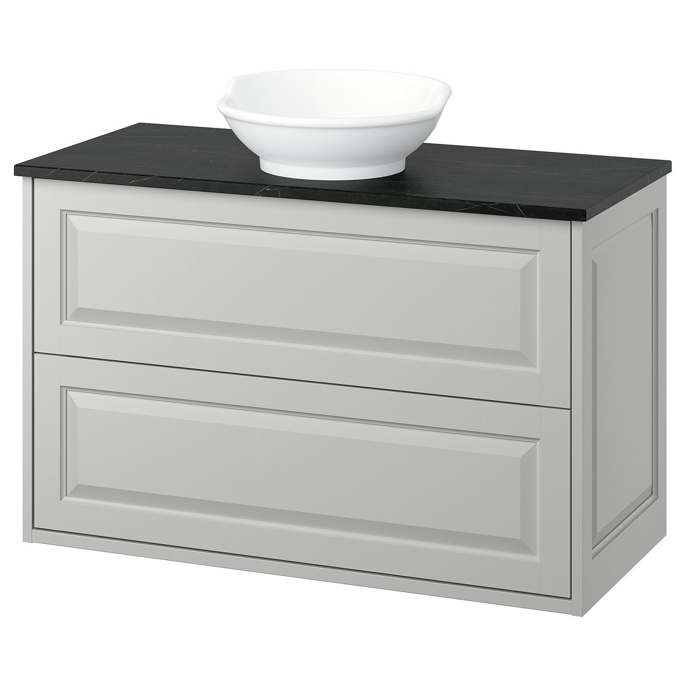 TÄNNFORSEN / VÄSTERSJÖN wash-stnd w drawers/wash-basin, light grey/black marble effect, 102x49x79 cm