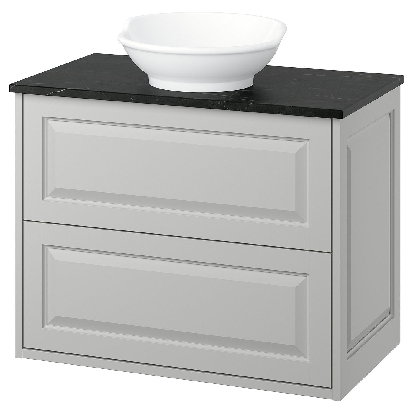 TÄNNFORSEN / VÄSTERSJÖN wash-stnd w drawers/wash-basin, light grey/black marble effect, 82x49x79 cm