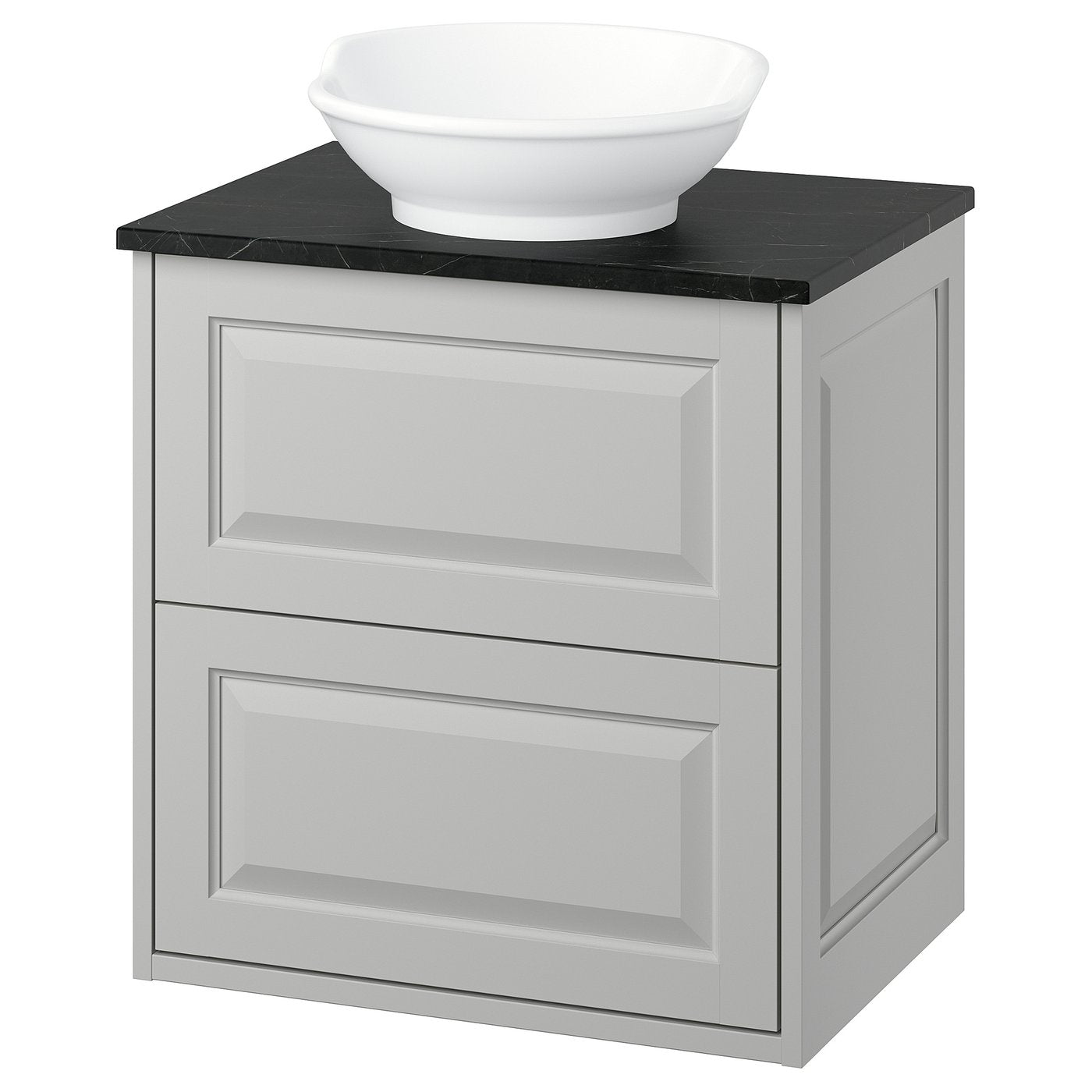 TÄNNFORSEN / VÄSTERSJÖN wash-stnd w drawers/wash-basin, light grey/black marble effect, 62x49x79 cm