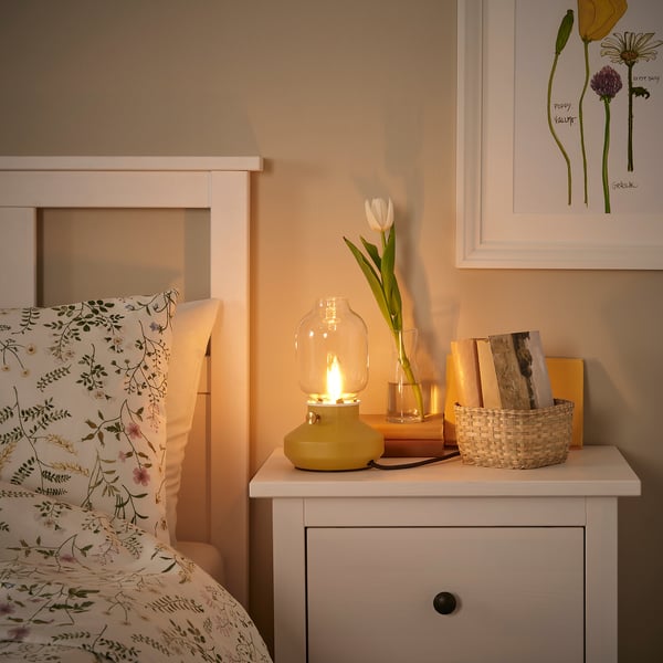 TÄRNABY table lamp, dimmable dark yellow, 25 cm