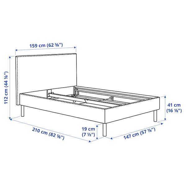 Ikea TÄRNKULLEN - Bed frame cover, Tibbleby beige/grey,140x200 cm