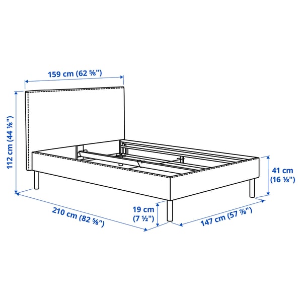 TÄRNKULLEN cover bed frame, Tibbleby beige/grey, 140x200 cm