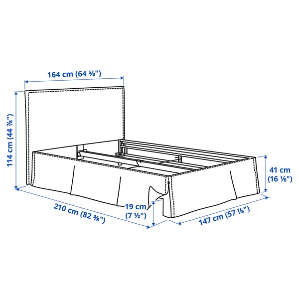 TÄRNKULLEN - Bed frame cover, Vissle beige,140x200 cm