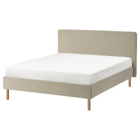 TÄRNKULLEN upholstered bed frame, Kelinge beige/Lindbåden, 160x200 cm