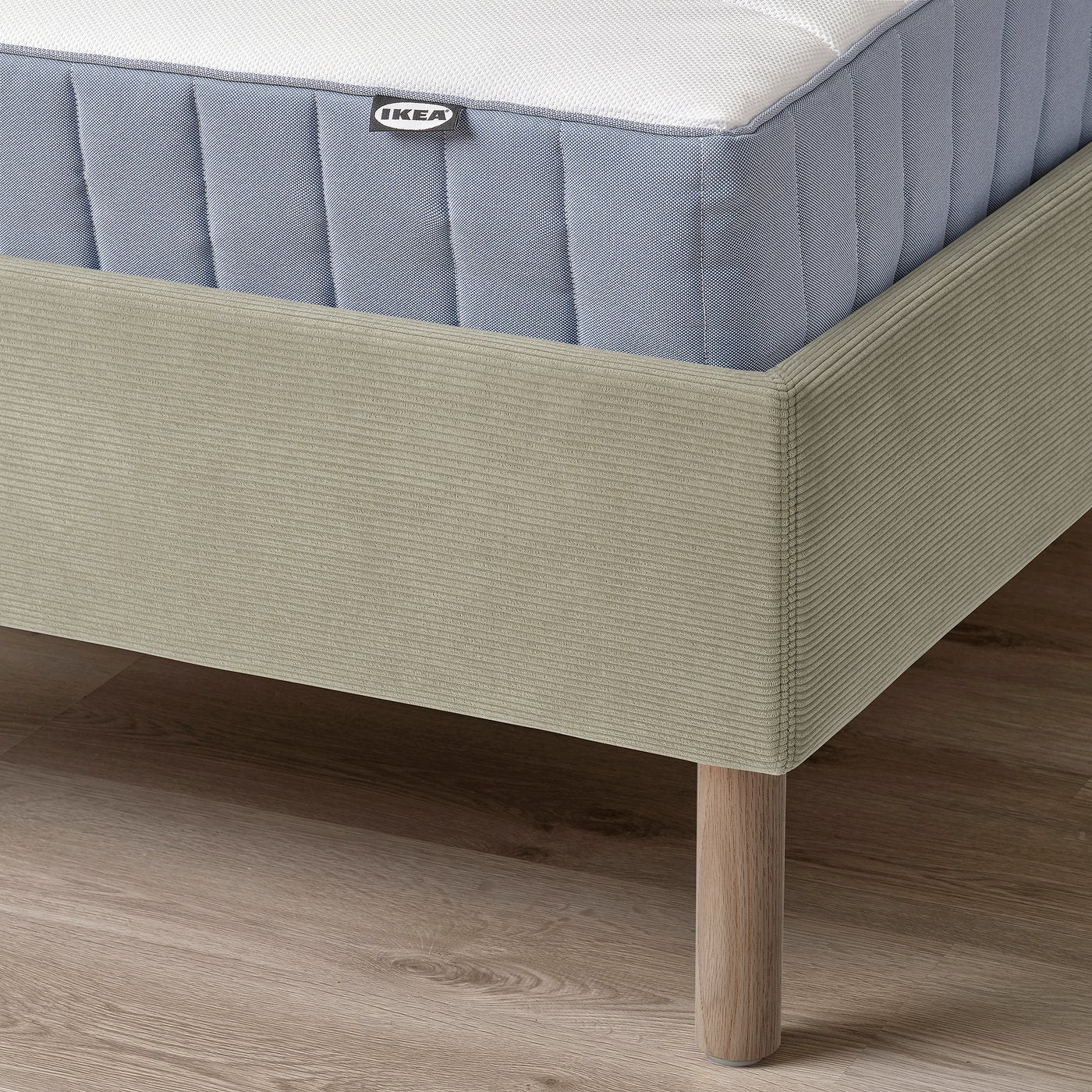 TÄRNKULLEN upholstered bed frame, Kelinge beige/Lindbåden, 200x160 cm