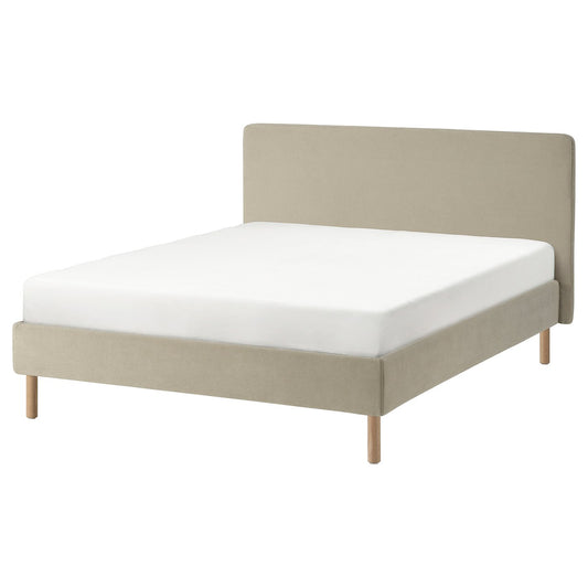 TÄRNKULLEN upholstered bed frame, Kelinge beige/Luröy, 160x200 cm