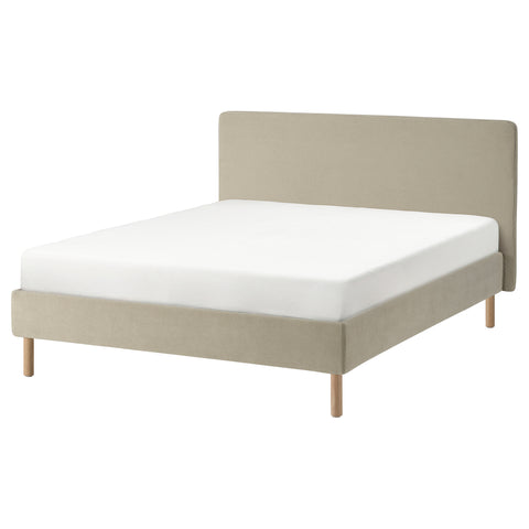 TÄRNKULLEN upholstered bed frame, Kelinge beige/Luröy, 140x200 cm