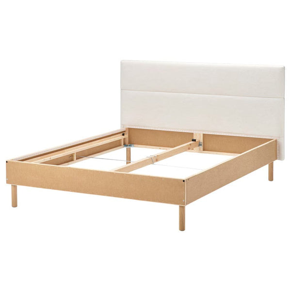 TÄRNKULLEN Upholstered bed frame, raw canvas, 140x200 cm