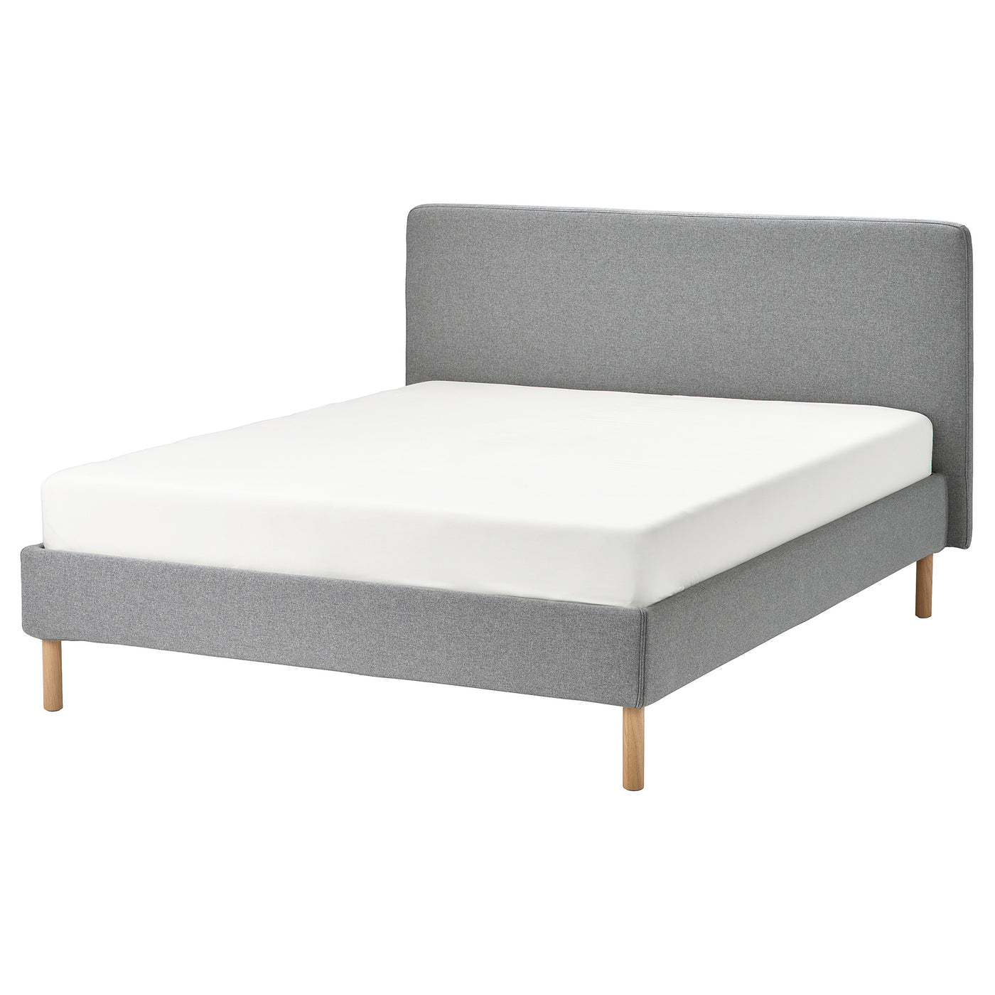 TÄRNKULLEN upholstered bed frame, Tibbleby beige/grey/Lillhällan, 160x200 cm