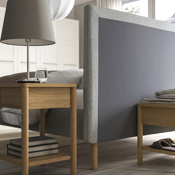 Ikea TÄRNKULLEN - Upholstered bed frame, Tibbleby beige/grey/Lindbåden,140x200 cm