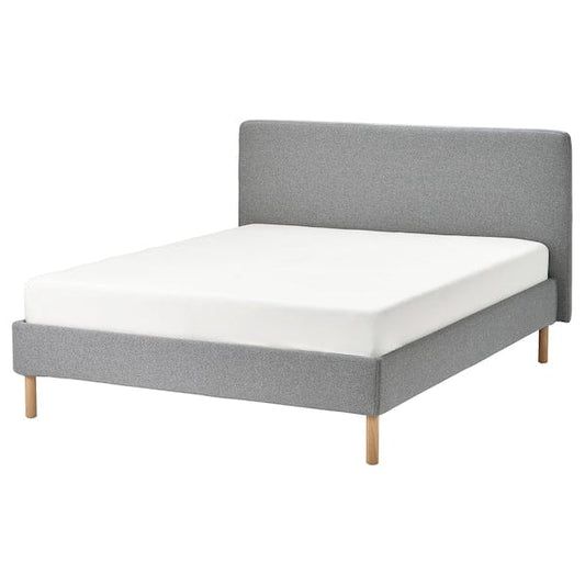 Ikea TÄRNKULLEN - Upholstered bed frame, Tibbleby beige/grey/Luröy,160x200 cm-595.643.37