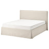 TÄRNKULLEN upholstered bed frame, Vissle beige/Lindbåden, 140x200 cm