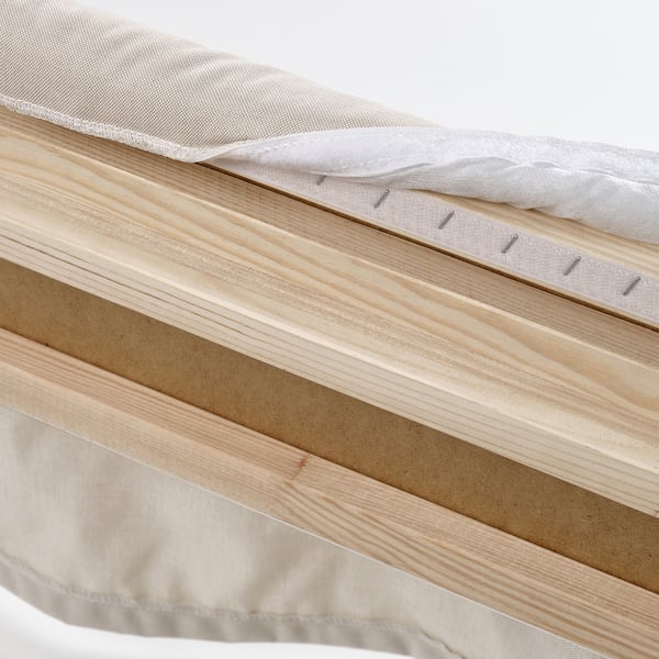 TÄRNKULLEN - Upholstered bed frame, Vissle beige/Luröy,140x200 cm