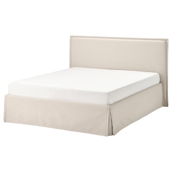 TÄRNKULLEN upholstered bed frame, Vissle beige/Luröy, 160x200 cm