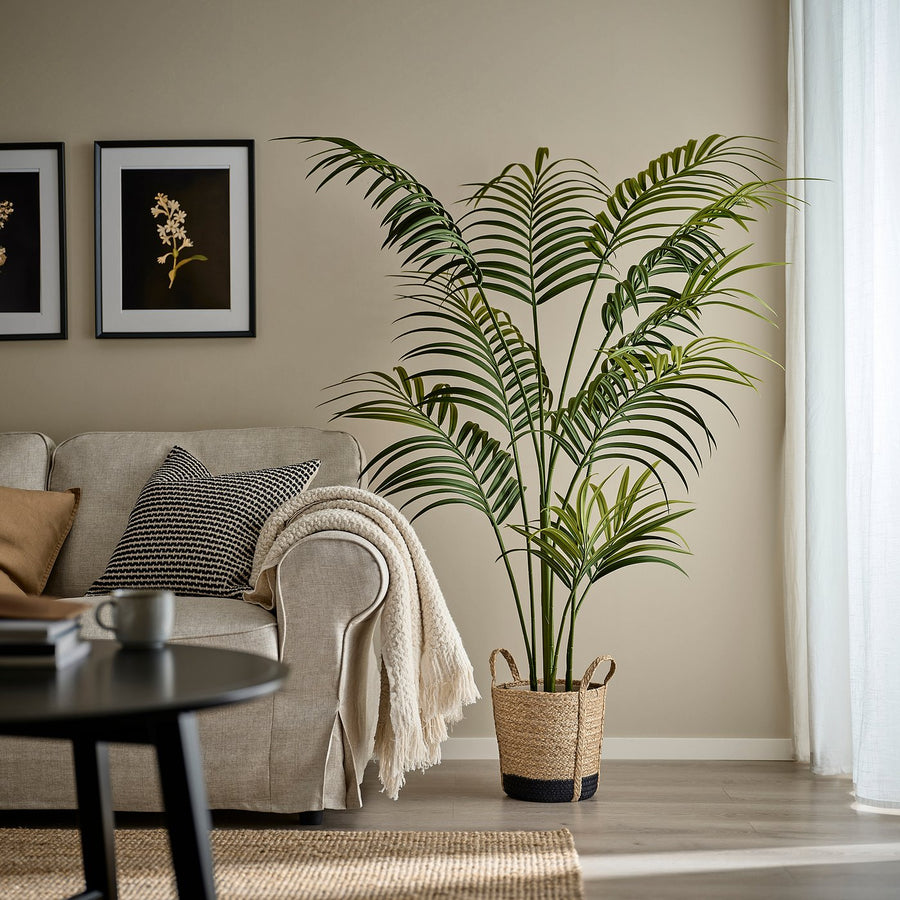 TÄRNMÅS plant pot, indoor/beige/black, 24 cm
