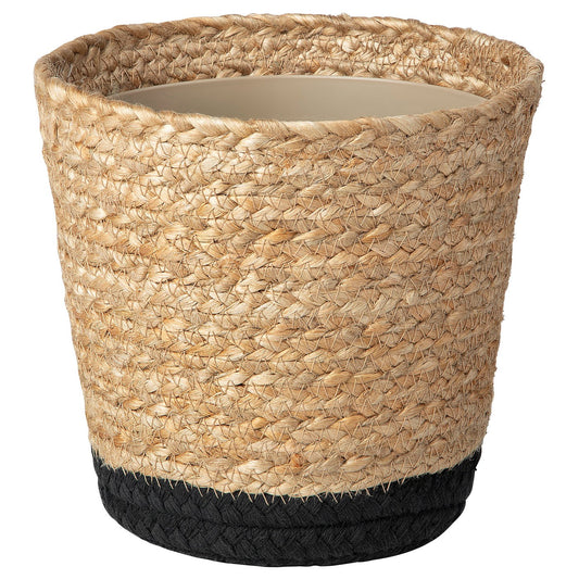 TÄRNMÅS plant pot, indoor/beige/black, 15 cm