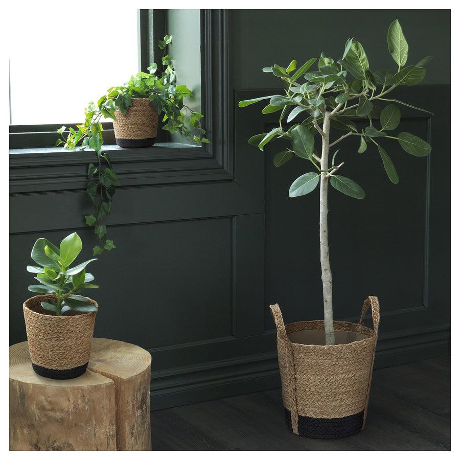 TÄRNMÅS plant pot, indoor/beige/black, 24 cm