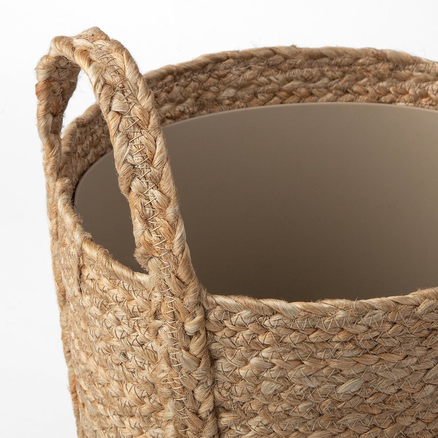 TÄRNMÅS plant pot, indoor/beige/black, 24 cm