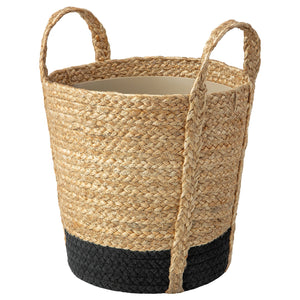 TÄRNMÅS plant pot, indoor/beige/black, 24 cm