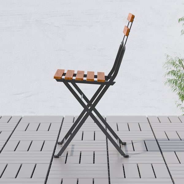 TÄRNÖ chair, outdoor, foldable black/light brown stained, 39x79x40 cm