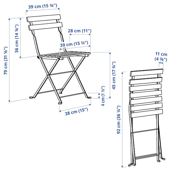 Ikea TÄRNÖ - Chair, outdoor, foldable black/light brown stained