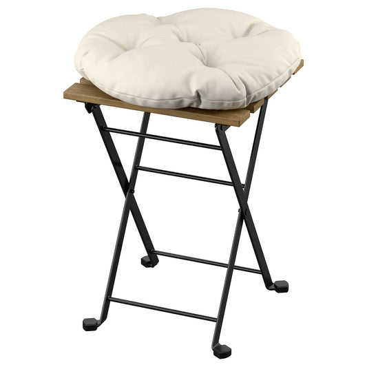 TÄRNÖ stool, outdoor, folding black/light brown stained/Kuddarna light grey-beige, 39x79x40 cm