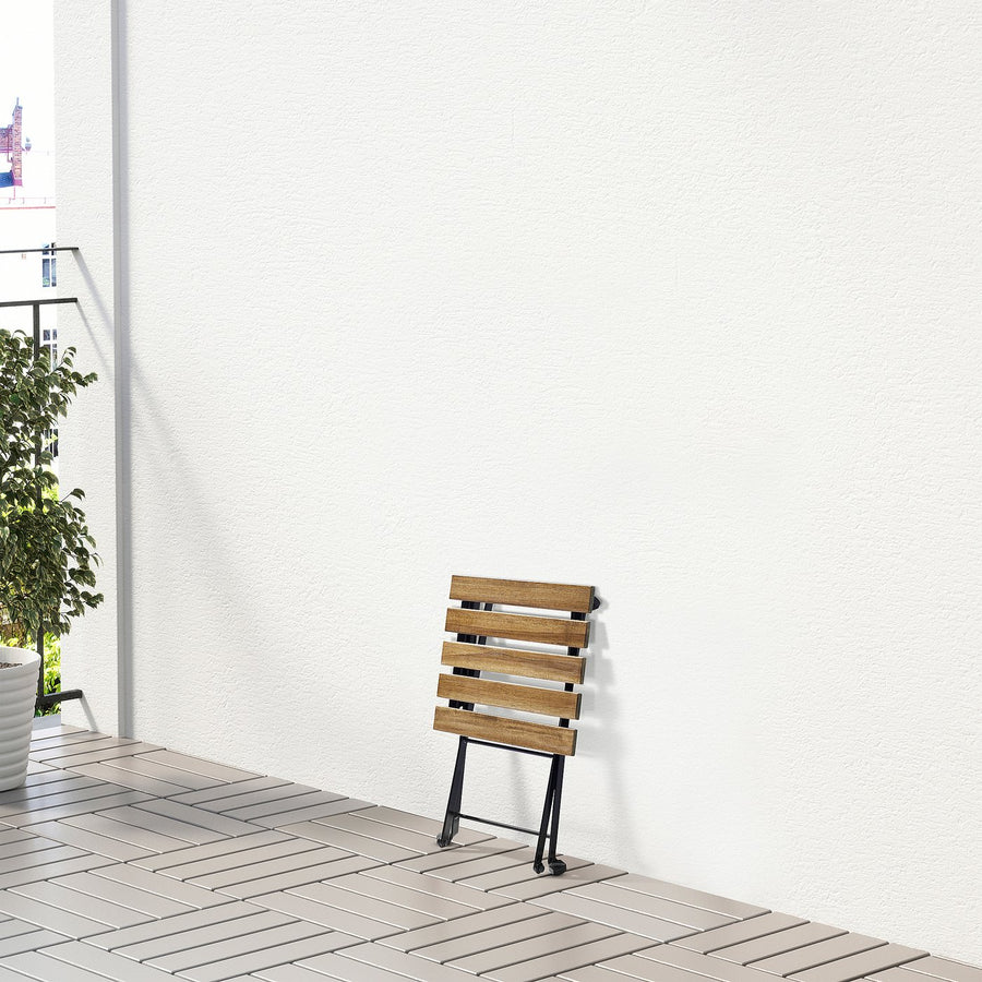 TÄRNÖ stool, black/light brown stained, 30x42 cm