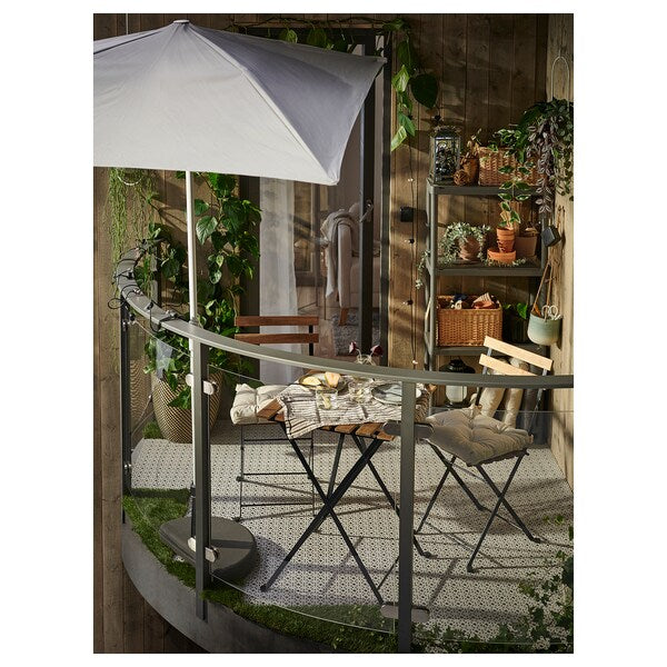 TÄRNÖ Table+2 garden chairs - black/biting light brown/Kuddarna beige