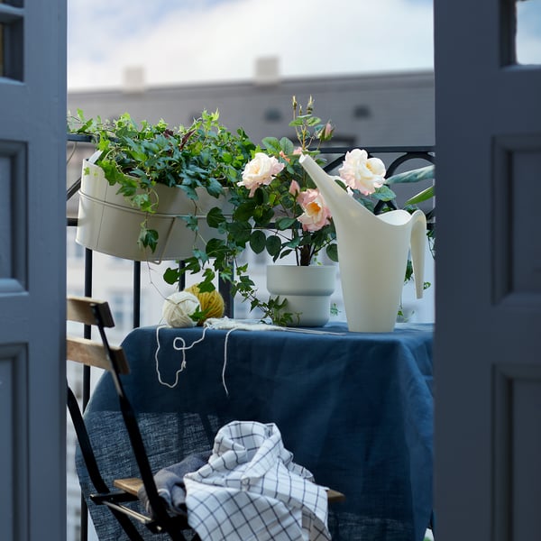 TÄRNÖ table+2 chairs, outdoor, black/light brown stained