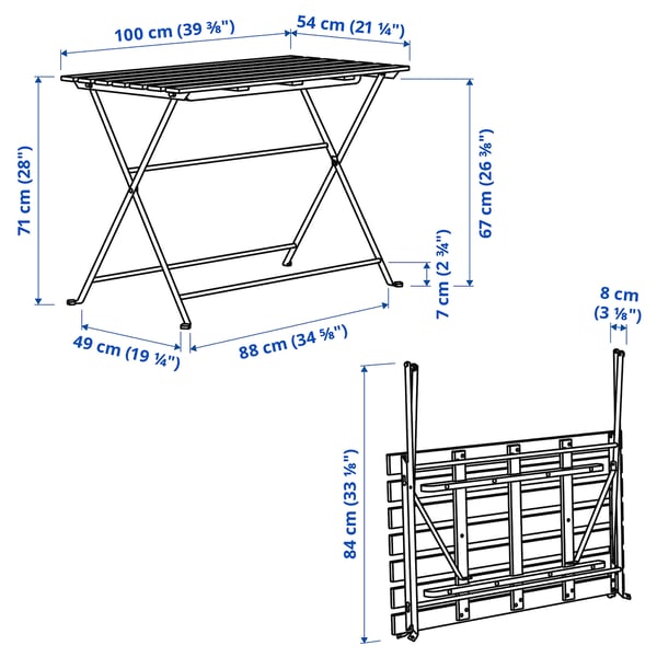 TÄRNÖ table, outdoor, black/light brown stained, 100x54 cm