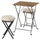 TÄRNÖ table and 2 stools, outdoor, folding black/light brown stained/folding Kuddarna light grey-beige, 55x54 cm