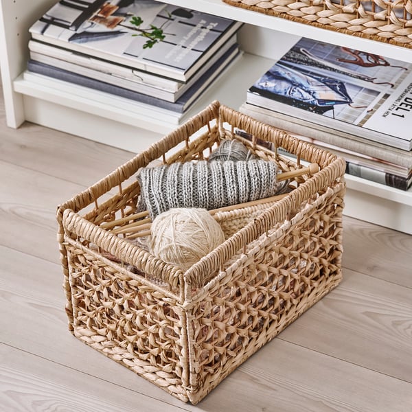 TÄTING basket, water hyacinth/natural, 35x25x25 cm