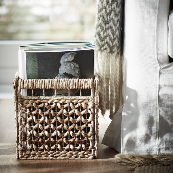 TÄTING basket, water hyacinth/natural, 35x25x25 cm