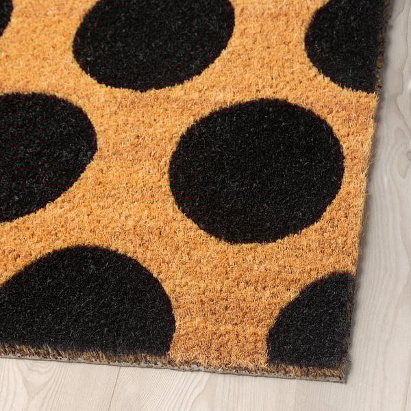 TÅGFORDON door mat, black/dot pattern