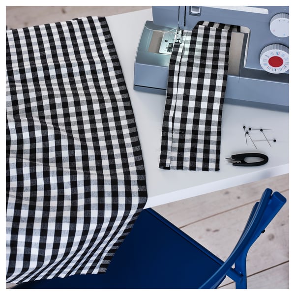 TAGGLUSERN pre-cut fabric, black/white, 150x300 cm