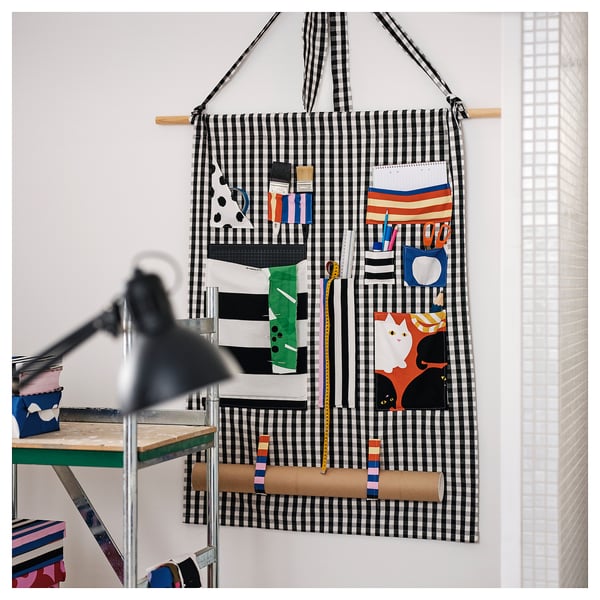 TAGGLUSERN - TAGGLUSERN Pre-cut fabric, black/white, 150x300 cm