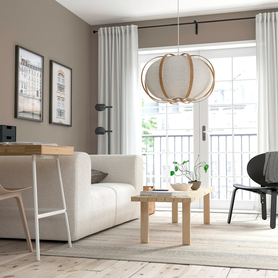 TAGGTOFS / HAVSDJUP pendant lamp, white bamboo, 67 cm