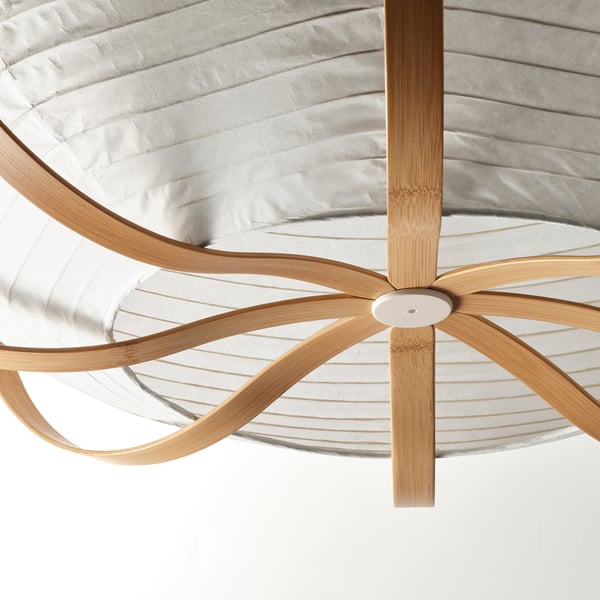 TAGGTOFS - TAGGTOFS Pendant lamp shade, white/bamboo, 67 cm