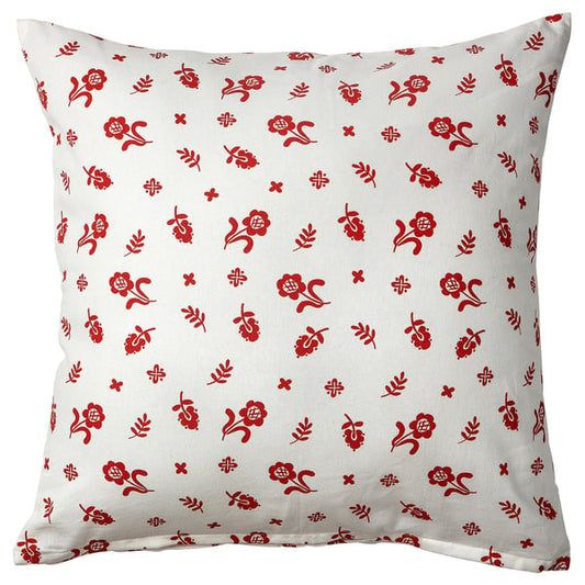 TÅGSÄCKMAL pillow cover, white/floral pattern, 50x50 cm