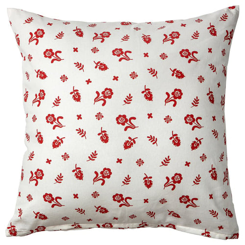 TÅGSÄCKMAL cushion cover, white/floral pattern, 50x50 cm
