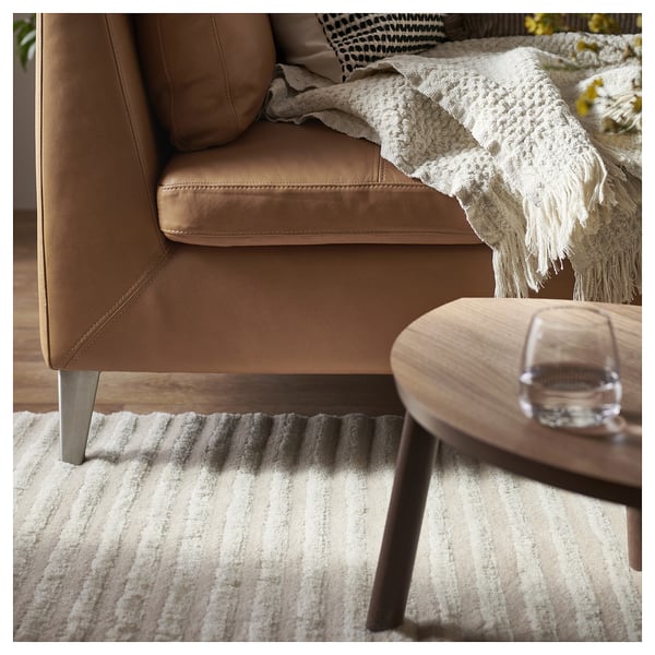 TÅGSPÅR rug, high pile, white/beige, 170x240 cm