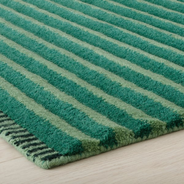 TÅGSPÅR rug, high pile, green, 200x300 cm