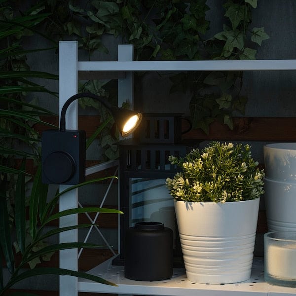 Ikea TÅGVIRKE - LED spotlight and clamp, battery-operated outdoor/dimmable black